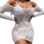 Off-Shoulder Mesh Bodysuit - Hollow Out Design
