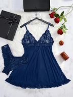 Ethereal Tulle Nightgown Set - Sheer V-Neck Sleepwear