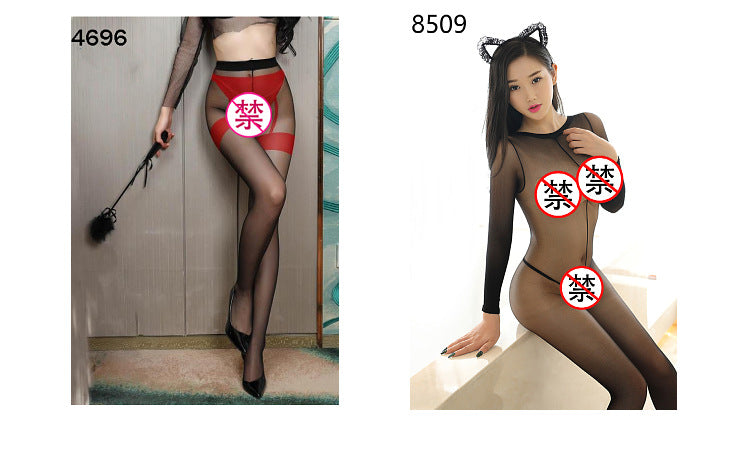 Lace Mini Skirt Sleepwear Set with Stockings