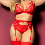 Scarlet Temptation Lace Babydoll - Garter Belt Set
