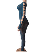 Plus Size Leopard Print Bodysuit - High Waist Slim Mesh Pajama Set