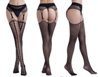 Garter Fishnet Stockings - Jacquard Pattern
