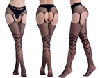 Garter Fishnet Stockings - Jacquard Pattern