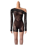 Off-Shoulder Mesh Nightdress - Fashion Sleepwear