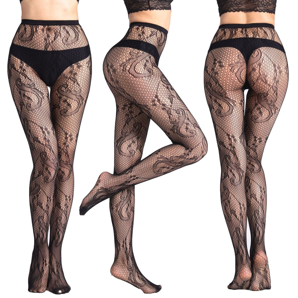 Fishnet Jacquard Pantyhose Set - Sleepwear Combo