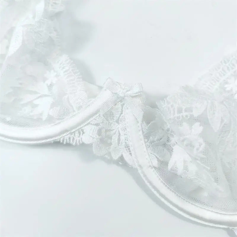Parisian Whisper French Lace Set - Ultra-Thin Underwire Bra