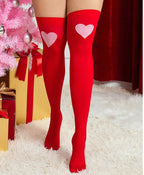 Heart Pattern Over-Knee Socks - Fishnet Stockings
