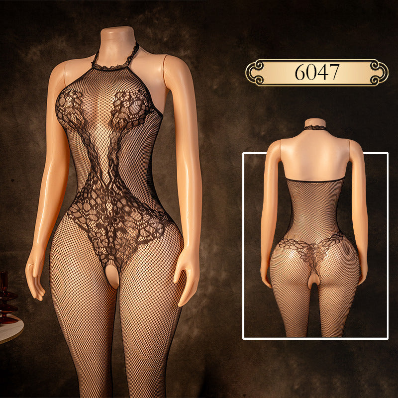 Lace Bodysuit Lingerie Set with Stockings - One Piece Sleepwear