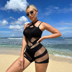 Sophisticated Halter Bodycon Dress - Sheer Mesh Lingerie