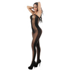 Mesh Camisole with Striped Jacquard Stockings - One-Piece Pajama Set