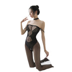 Elegant Jacquard Bodysuit - Bunny Girl Double Shoulder Design