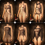 Lace Bodysuit Lingerie Set with Stockings - One Piece Sleepwear