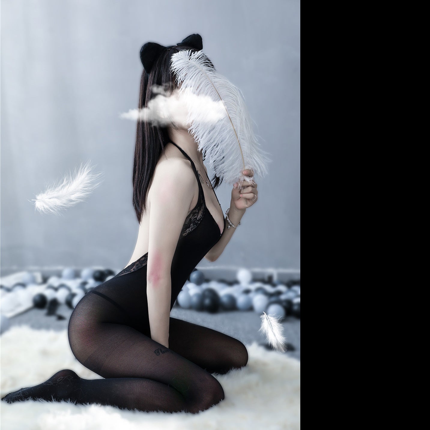 Lace Mesh Bodysuit - One Piece Sleepwear