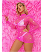 Rhinestone Mesh Dress - One Piece Jacquard Lingerie