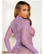 Rhinestone Mesh Dress - One Piece Jacquard Lingerie