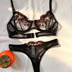 Enchanted Garden Embroidered Bra Set - Push Up Bralette