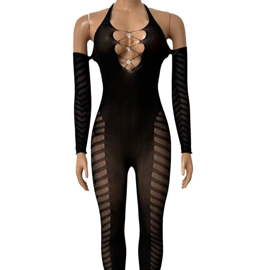 Halter Chain Bodysuit - Backless Design