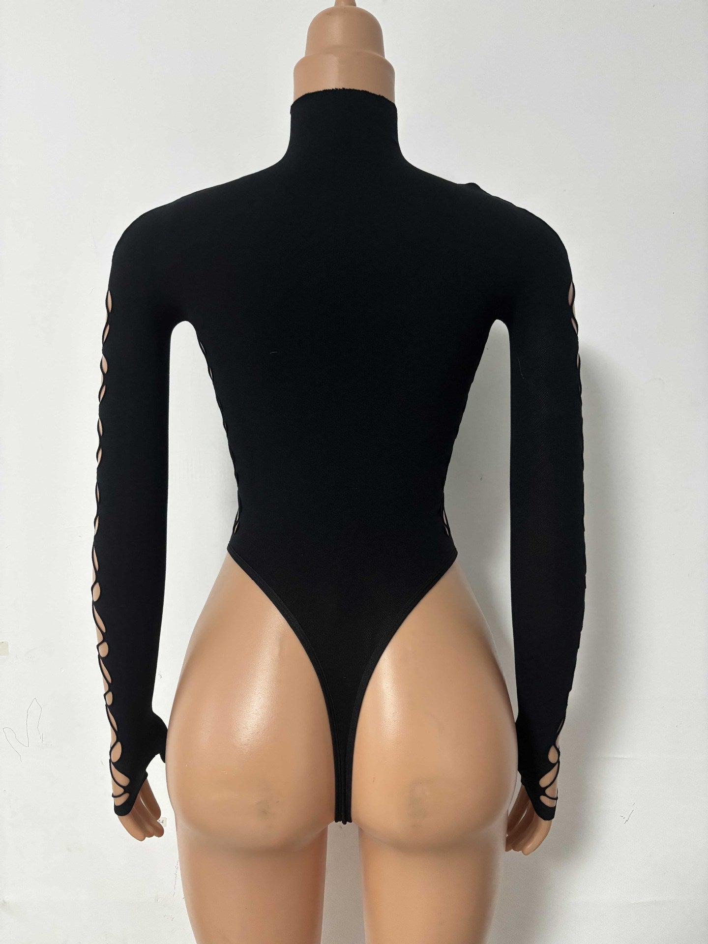 Hollow Out One-Piece Mesh Bodysuit - Nightwear