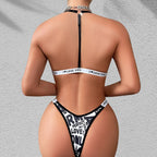 Bold Statement Letter Print Set - Wire-Free Bra and Thong