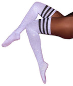 Rhinestone Over-the-Knee Socks - Three Stripe Long Tube Student Socks