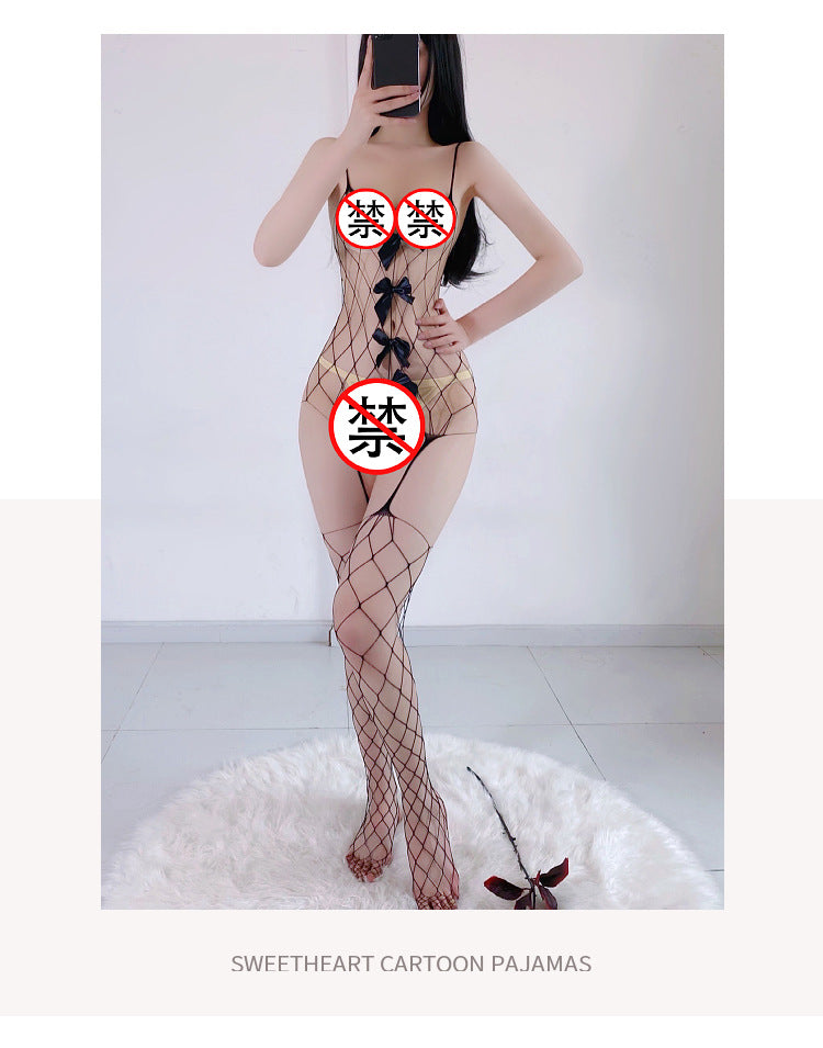 Lace Mini Skirt Sleepwear Set with Stockings