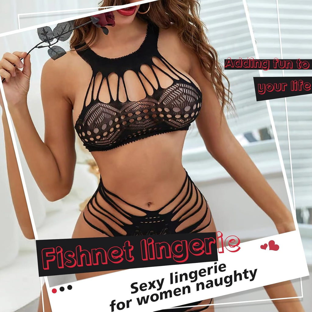 Mesh Temptation Fishnet Bodysuit - Sheer Teddy Lingerie