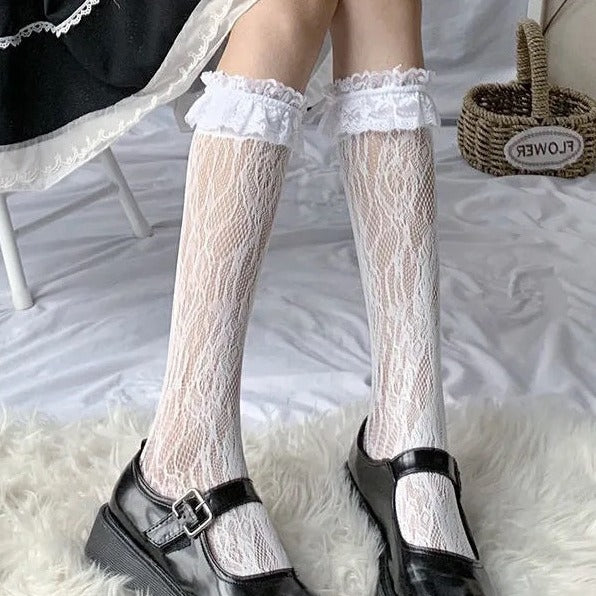 Anti-Snag Lace Pantyhose - Korean Style Hosiery