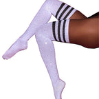 Rhinestone Over-the-Knee Socks - Three Stripe Long Tube Student Socks