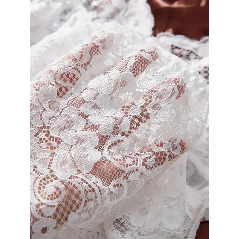 Ethereal Tulle Nightgown Set - Sheer V-Neck Sleepwear