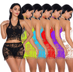 Tassel Bodycon Dress - Halter Neck Hollow Out Design