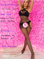 Plus Size Mesh Nightdress - One-Piece with Stockings