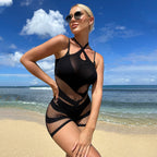 Sophisticated Halter Bodycon Dress - Sheer Mesh Lingerie