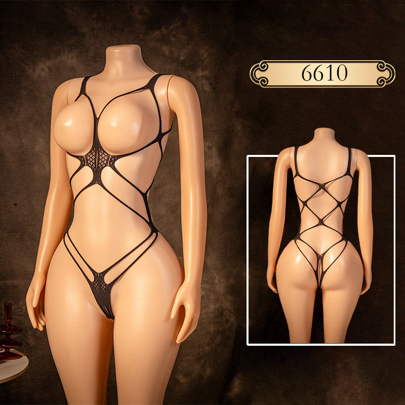 Lace Bodysuit Lingerie Set with Stockings - One Piece Sleepwear