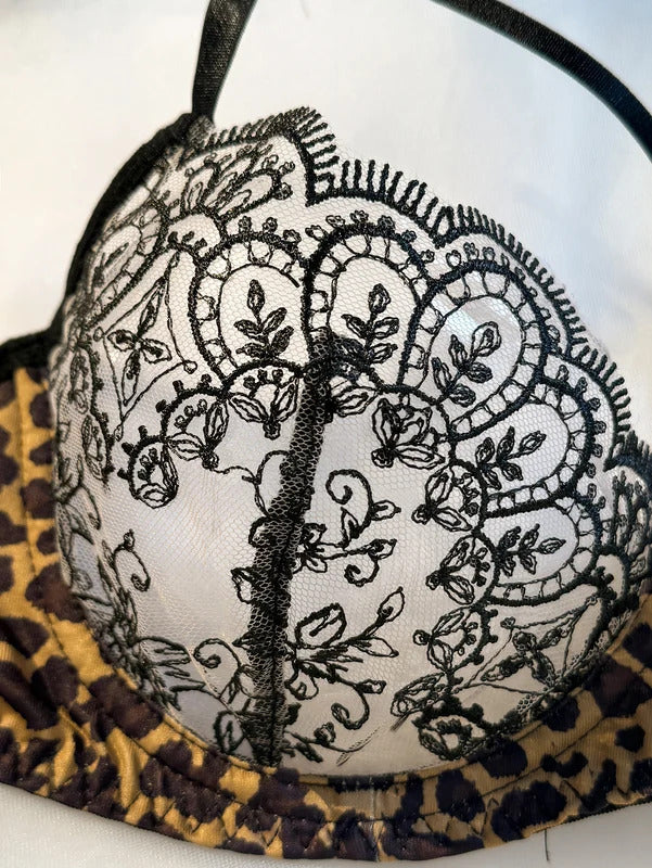 Wild Romance Leopard and Floral Set - Black Lace Lingerie