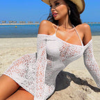 Off-Shoulder Mesh Bodysuit - Hollow Out Design
