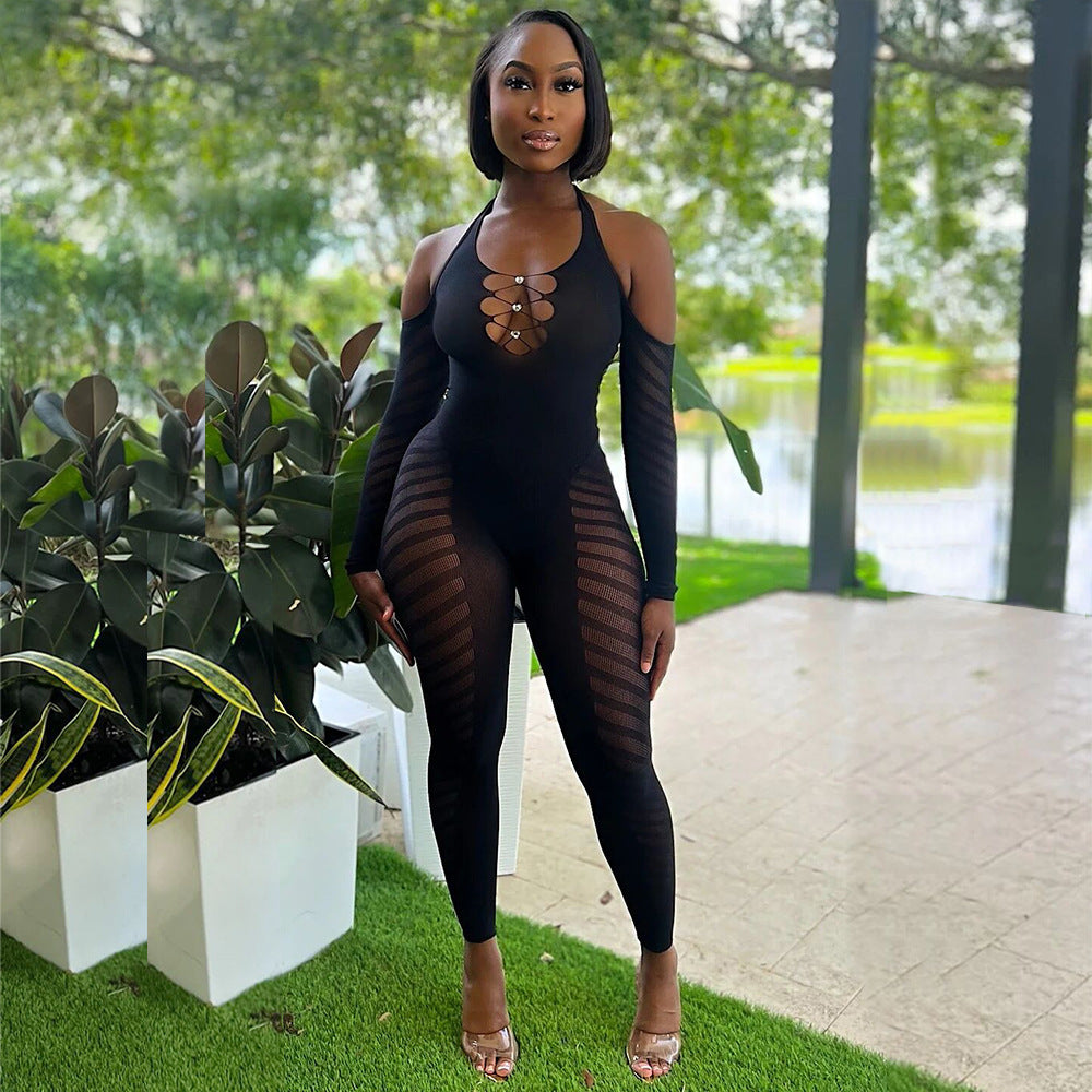 Halter Chain Bodysuit - Backless Design