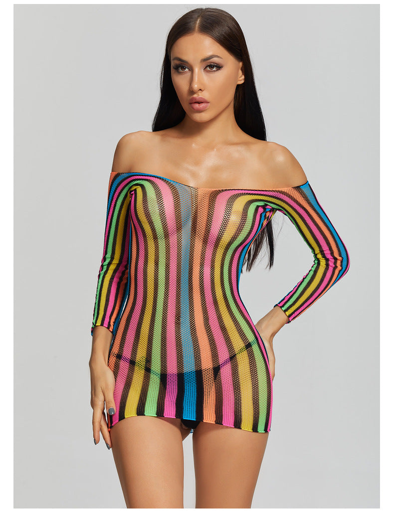 Bodycon Mesh Nightdress - One-Piece Sleepwear