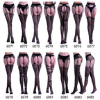 Jacquard Fishnet Pantyhose with Garter - Patterned Tights