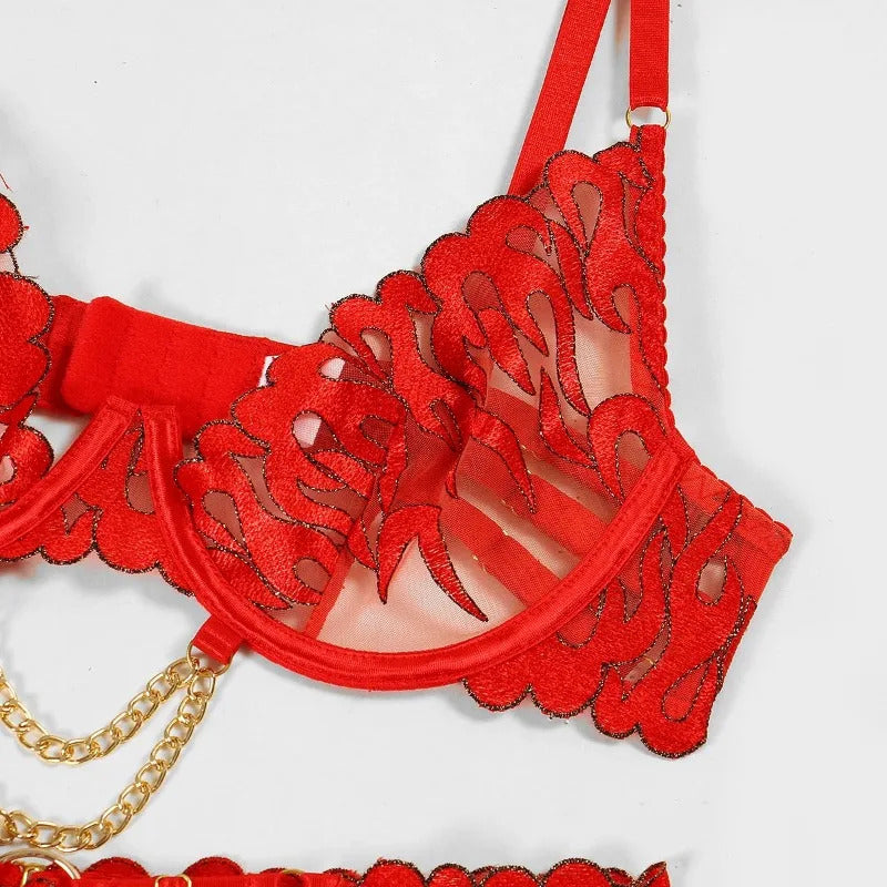 Chains of Desire 4-Piece Lingerie - Corset and Chain Set