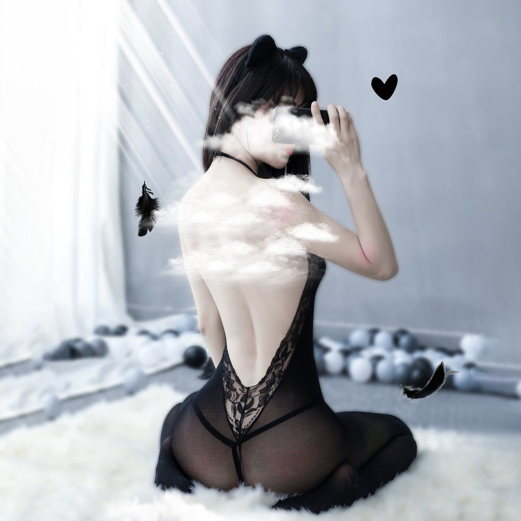Lace Mesh Bodysuit - One Piece Sleepwear