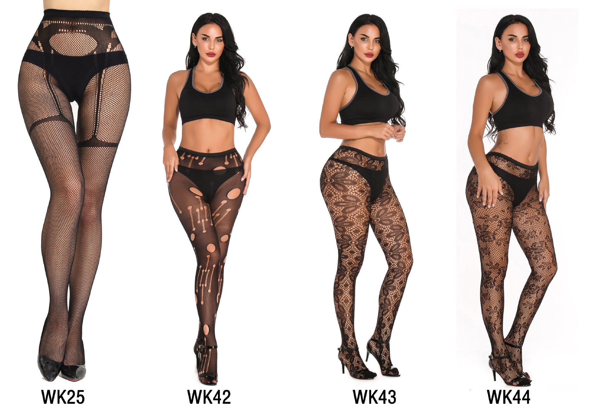 Fishnet Jacquard Pantyhose Set - Sleepwear Combo