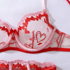 Sweetheart Embroidery Set - 4 Piece Waist Shaping Lingerie