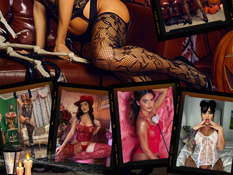 Fishnet Bodystocking with Attached Stockings - One Piece