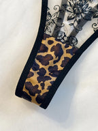 Wild Romance Leopard and Floral Set - Black Lace Lingerie