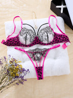 Wild Romance Leopard and Floral Set - Black Lace Lingerie