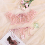 Butterfly Whispers Embroidery Set - 2 Piece Bowknot Lingerie