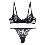 Parisian Whisper French Lace Set - Ultra-Thin Underwire Bra