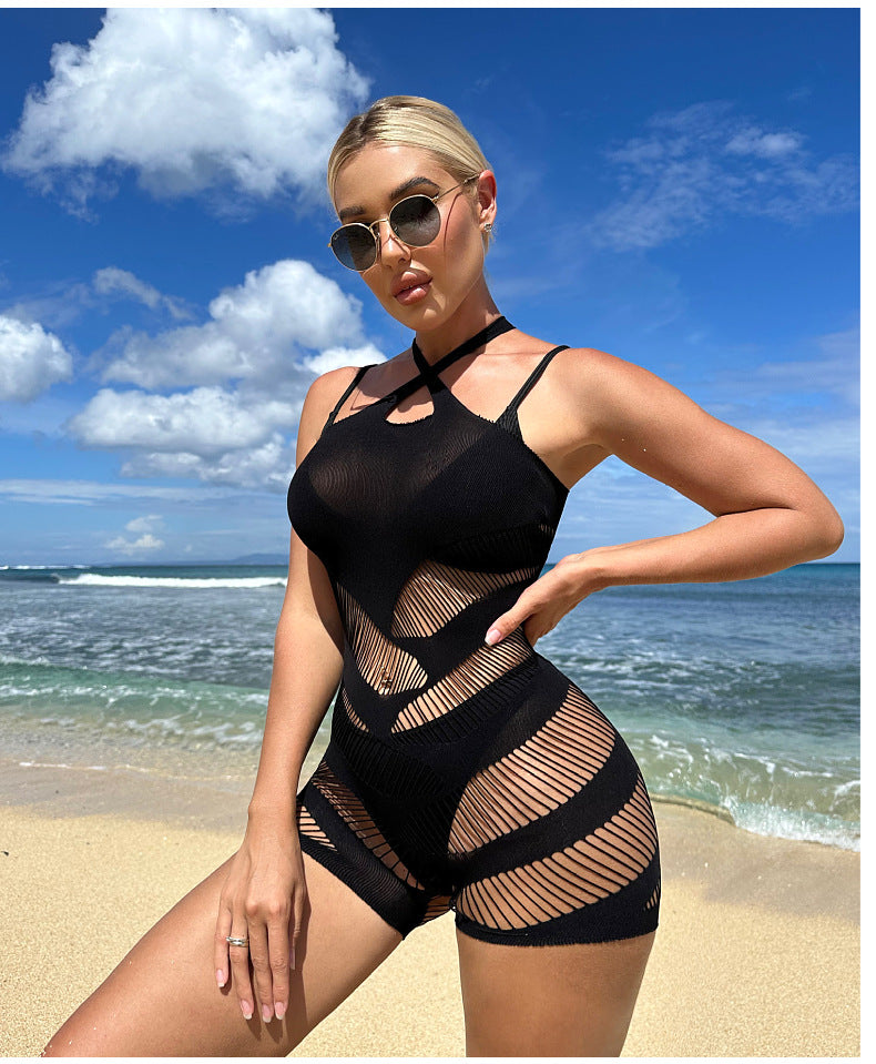 Sophisticated Halter Bodycon Dress - Sheer Mesh Lingerie