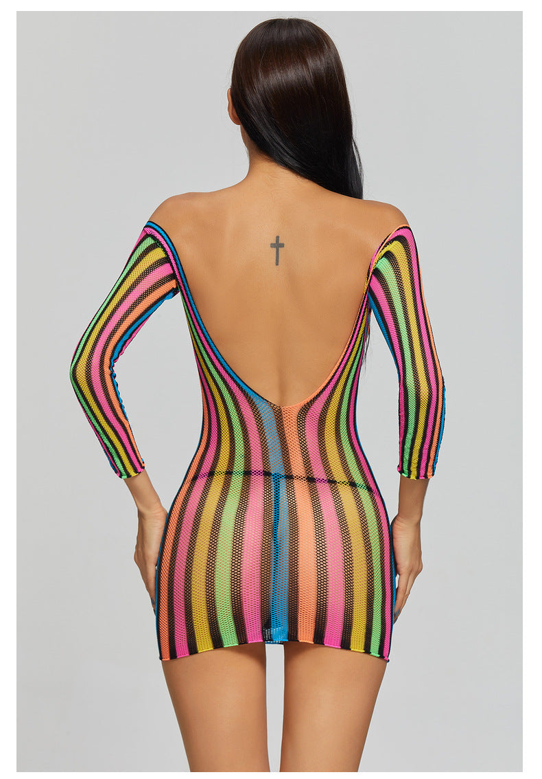 Bodycon Mesh Nightdress - One-Piece Sleepwear