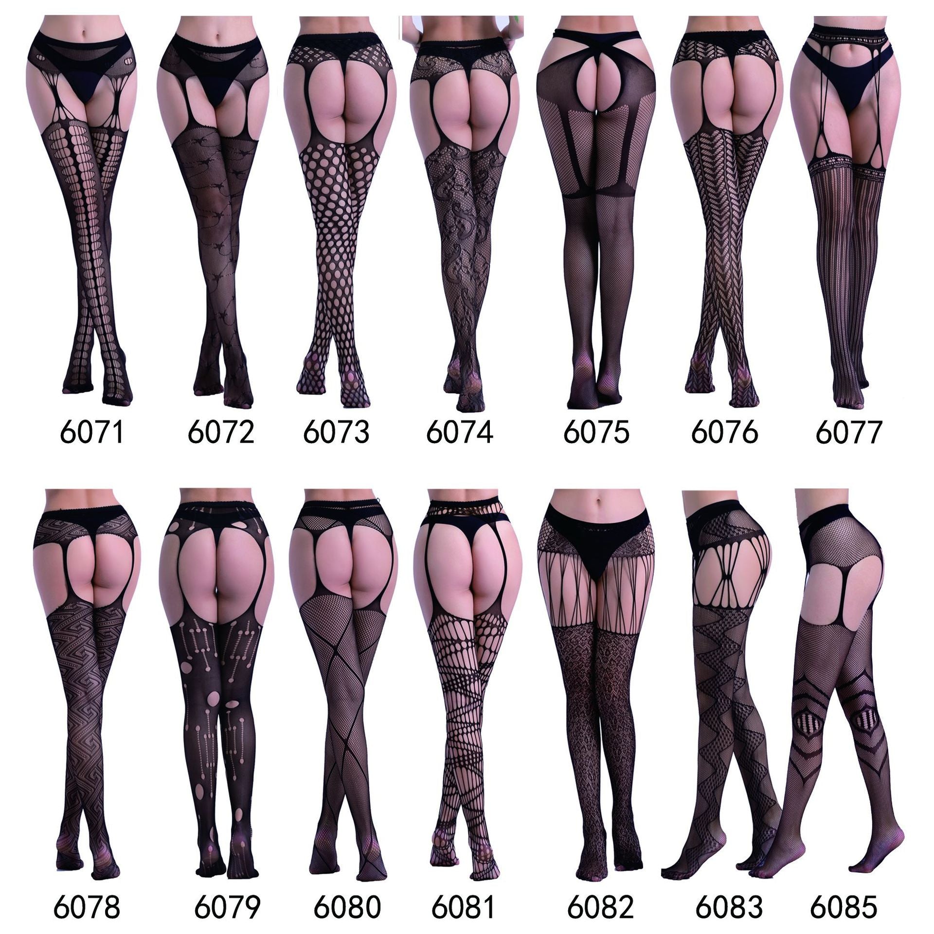 Plus Size Hollow Out Garter Pantyhose - Jacquard Fishnet Design